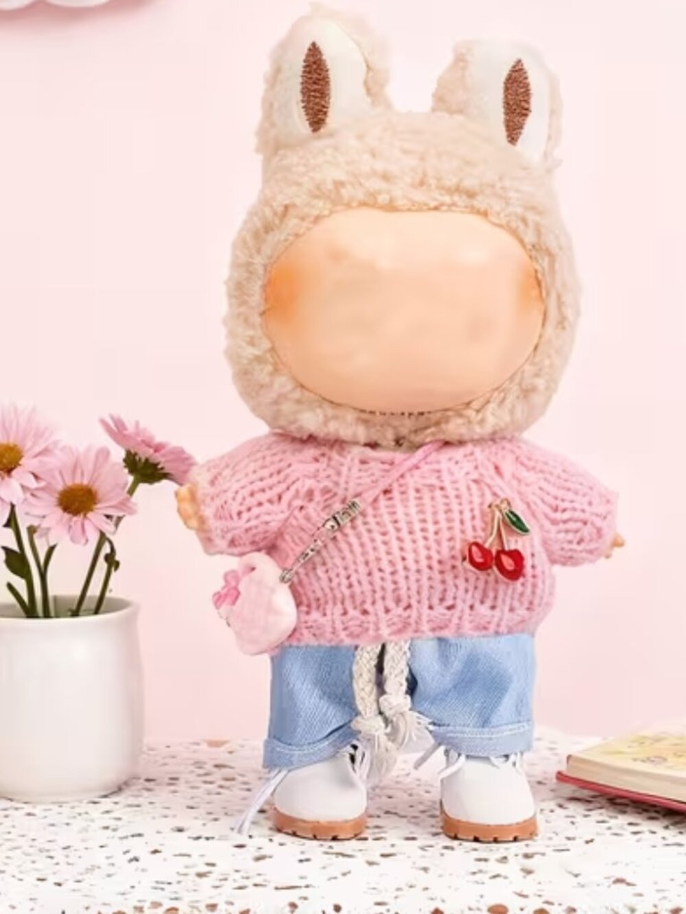 LABUBU Doll Clothes (3-Pc) Pink Sweater Shorts & Purse (NEW & SO CUTE!)